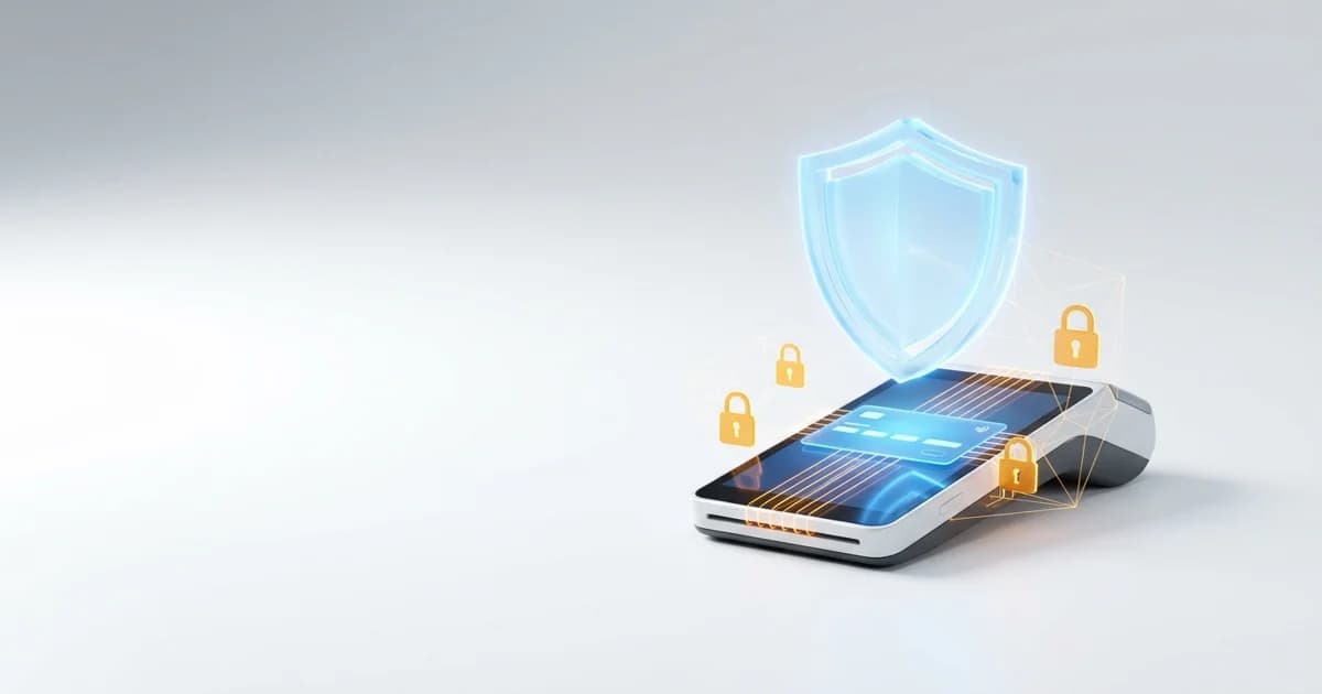 Escudo digital em fundo azul-escuro com camadas de proteção de dados representando antifraude no crédito digital.