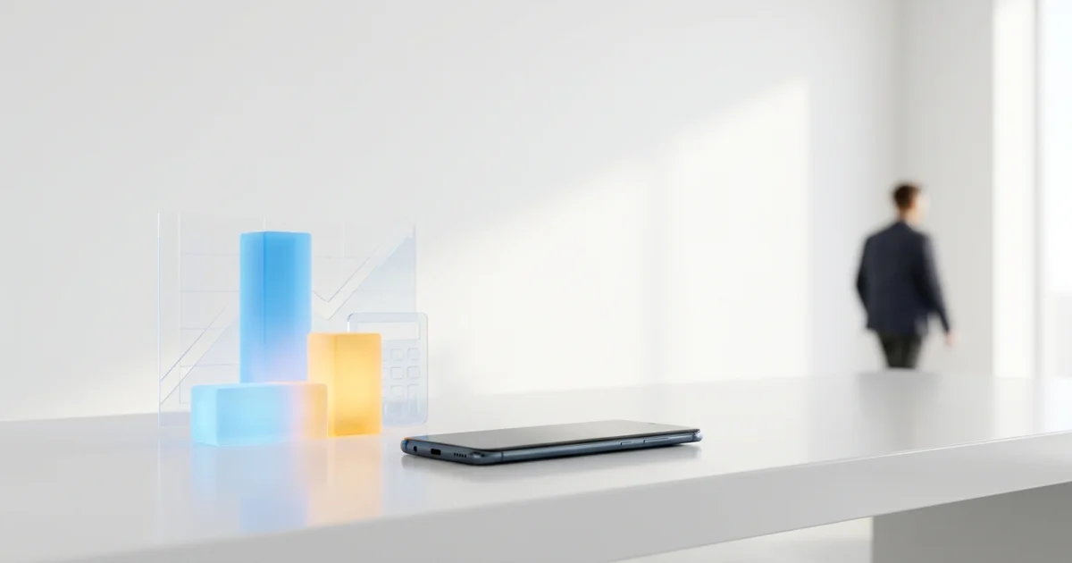 Vendedor de loja de celular calcula o preço do parcelamento em um tablet, no balcão de atendimento ao cliente.