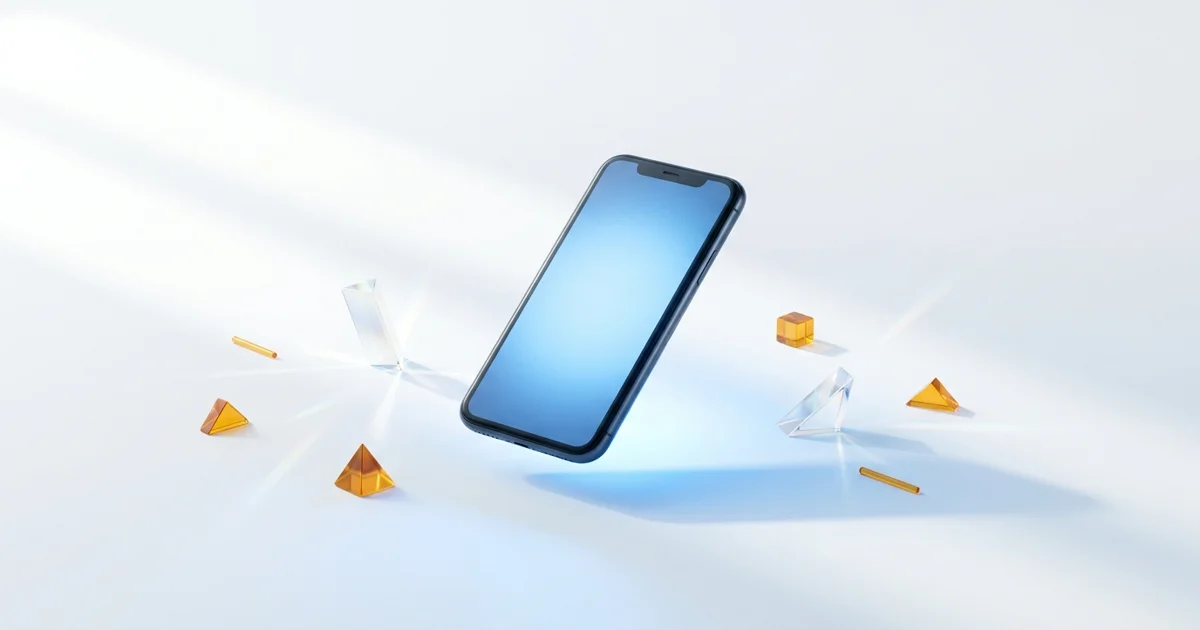 Consumidor jovem segurando smartphone premium em loja de eletrônicos, com atendente ao lado durante aprovação de crédito digital.