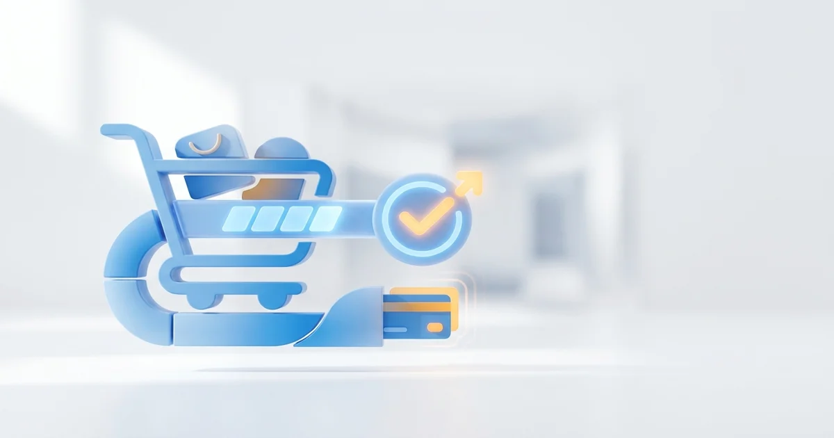 Tela de checkout digital com um card de aprovação de crédito sobreposto, representando a decisão de crédito dentro do próprio fechamento da compra.