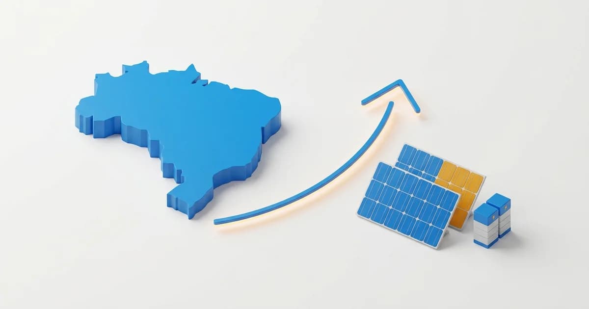 Painéis solares instalados em telhado residencial sob céu aberto, com elementos visuais sutis remetendo a documentos fiscais e gráficos, em tom editorial azul e dourado.